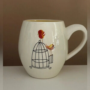 Rae Dunn Magenta M birds birdcage mug